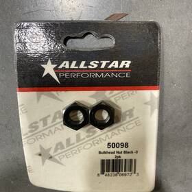 All50098 Allstar Performance Bulkhead Nuts Black -3 2pk