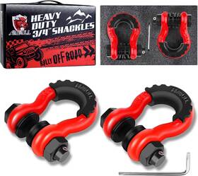 Ambull 653854599093 Shackles 3/4 Inch D Ring Shackle 2 Pack 45 000lb Break Strength With 7/8 Red