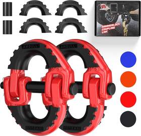 Ambull 653998004026 2 Pack 1/2 Inch Safety Chain Connector Link G80 Tow Hitch Hammerlock Red