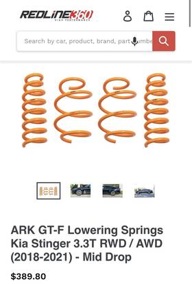 Ls-ts-ka-0007 Ark Gt-f Lowering Springs Kia Stinger 3.3t Rwd / Awd 2018-2021 - Mid Drop