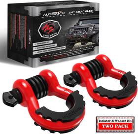 Msk001f Autmatch D Ring Shackle 3/4 Inch Shackles 2 Pack Red And Black