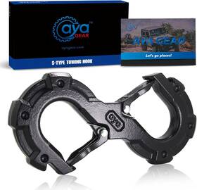 Aya Gear 793565178948 S-shape Integrated Winch Shackles With 33 000 Lbs Break Strength. Black