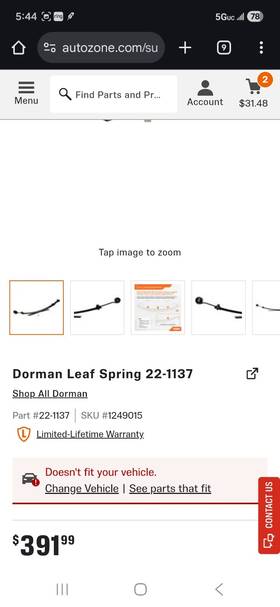 22-1137 Dorman Oe Solutions Leaf Spring For 1995-2004 Sonoma S10 1996-2000 Hombre