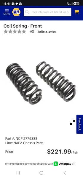 277-5388 Napa Part # Front Coil Springs
