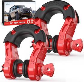 92181-r Nilight 2 Pack 3/4 Inch Mega D-ring Shackle With 7/8 Inches Red-31 Ton