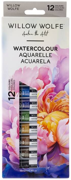 5a00282s Willow Wolfe 628215003113 Essential Watercolor Paint Set 12ml 12/pkg-assorted Colors