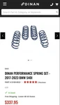 D100-0933 Dinan Performance Spring Set 2017-2023 Bmw 540I. Fixed Price $310.00.