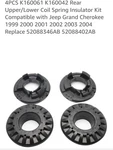 For Jeep Grand Cherokee 1999-2004 4X Rear Upper Lower Rubber Spring Isolator Kit. Fixed Price $49.98.