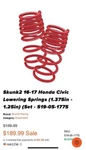 New SKUNK2 519-05-1585 Lowering Spring For Honda Civic. Fixed Price $160.00.