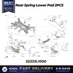 Genuine Rear Spring Lower Pad 2PCS 55333L1000 For Hyundai Sonata Kia Sportage. Fixed Price $59.00.