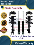 New Oe Front Struts And Rear Shocks For 2004-2009 Nissan Quest Lifetime Warranty. Fixed Price $313.98.