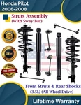 Oe Front Struts & Rear Shock W/sway Bar For 2006-2008 Honda Pilot 4X4 Lifetime. Fixed Price $379.88.