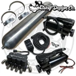 4 Corner Manifold Air Ride Bag Management Kit 5 Gallons Dual Compressors Black. Fixed Price $1044.05.