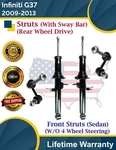 Front Struts W/sway Bar For 2009-2013 Infiniti G37 3.7L Sedan 2WD Lifetime Warr. Fixed Price $172.92.