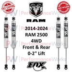 Fox 2.0 Ifp Performance Shocks Set Front & Rear 0-2" Lift 14-24 Ram 2500 4WD. Fixed Price $861.14.
