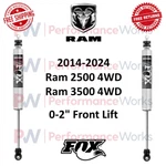 Fox 2.0 Ifp Shock Pair 0-2" Front Lift Fits 2014-2024 Ram 3500 2500 4WD. Fixed Price $448.19.