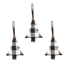 Christmas Ornaments SET/3 Buffalo Check Fabric Trees Black White Farmhouse Decor. Fixed Price $16.99.