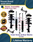 Oe Front Struts & Rear Shocks W/sway Bar For 2004-2009 Nissan Quest Lifetime War. Fixed Price $383.94.