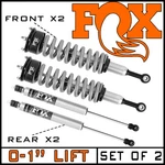 Fox 2.0 Front Coilover & Rear Smooth Body Shocks Set Fits 05-23 Tacoma 0-1" Lift. Fixed Price $1479.95.