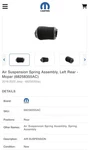 New Genuine Mopar 68258355AC Left Rear Air Suspension Spring Jeep. Fixed Price $580.80.